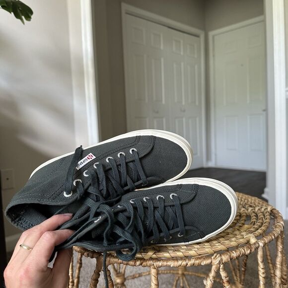 Superga Alpina Womens US 6.5 EU 37 Lug Sole Canvas High Top Sneaker Boot Green - Picture 8 of 12